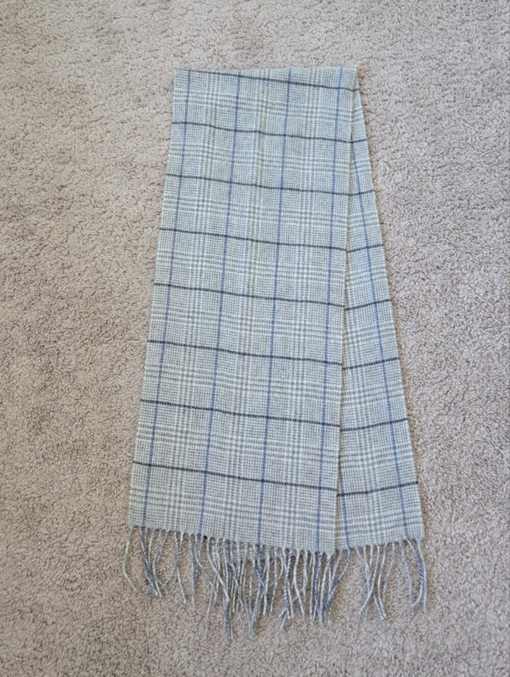 Enzo Mantovani Mens 100% Cashmere Scarf 12x60 in Fringe Light Grey Blue Luxery - Picture 12 of 13